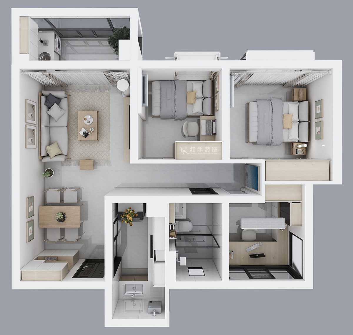 仇美蓉｜保利西江月5-2-3006-86㎡-简约风格｜2室2厅1卫｜新房装修｜半包｜半包6